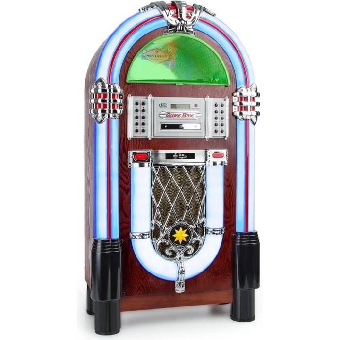 Chaîne Hi-fi - Auna Graceland TT - Bluetooth style Jukebox années 50 - platine vinyle, port USB, lecteur SD, AUX-in, sortie RCA