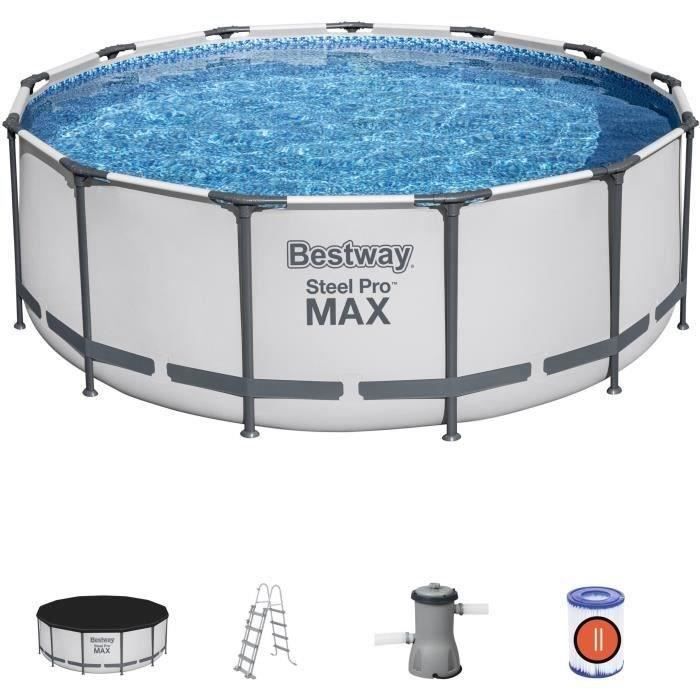 Kit Piscine hors sol tubulaire BESTWAY Steel Pro Max - 396 x 122 cm - Ronde (Livrée avec pompe de fi