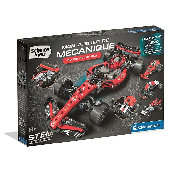 Bolide de course CLEMENTONI Mon Atelier Mécanique Dès Fabriqué en Italie Coffret de construction enfant