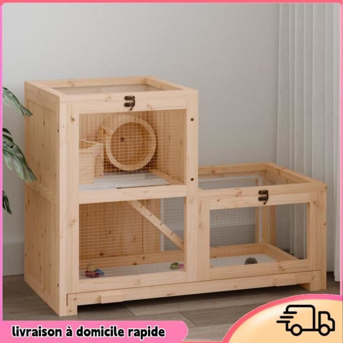 Meilleurs prix pour Cocosity Cage à hamster 81x40x60 cm bois massif de sapin - 7894202823009