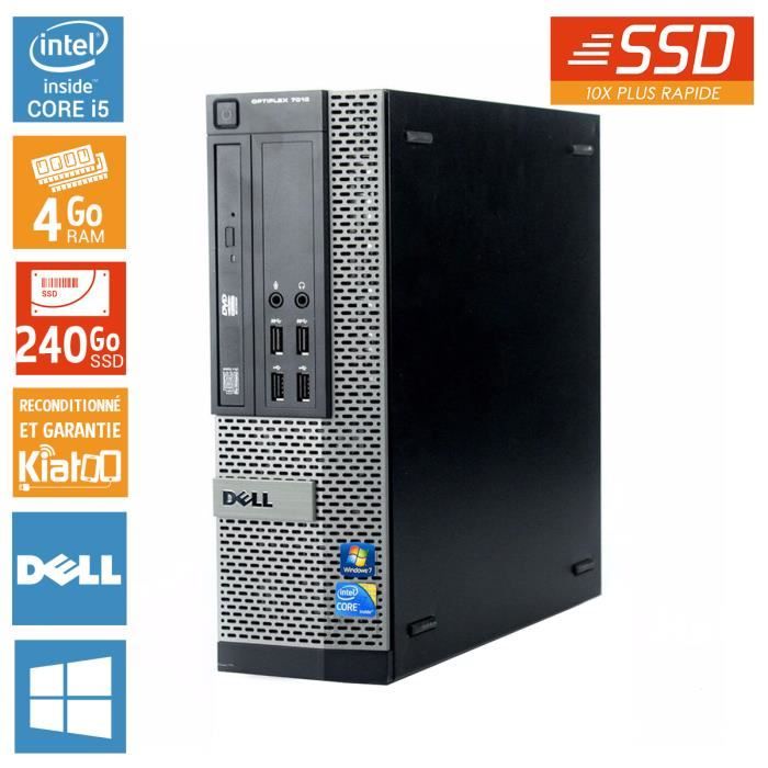 Pc bureau DELL OPTIPLEX 7010 intel core I5 4 go ram 240 go disque dur ssd ordinateur de bureau reconditionné w7
