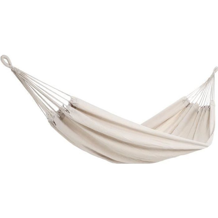 Hamac DETEX 320x150cm crème - Charge max. 300kg - Sac de transport inclus - Jardin