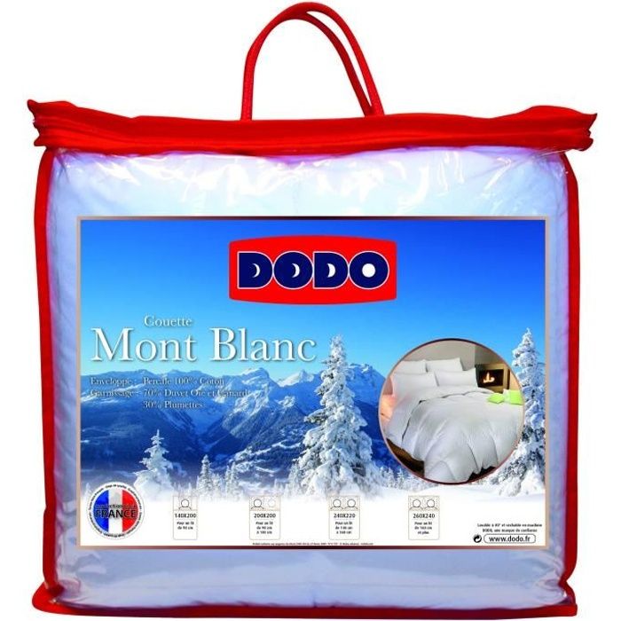 Dodo Couette Naturelle Mont Blanc Percale 70% Duvet d'Oie et de