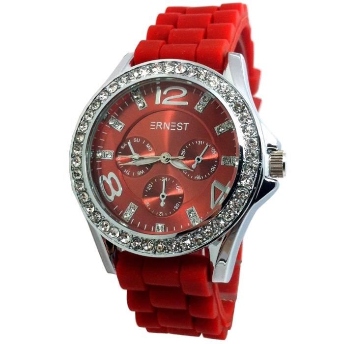 MONTRE WATCH FEMME SILICONE BIJOUX STRASS CAMEL