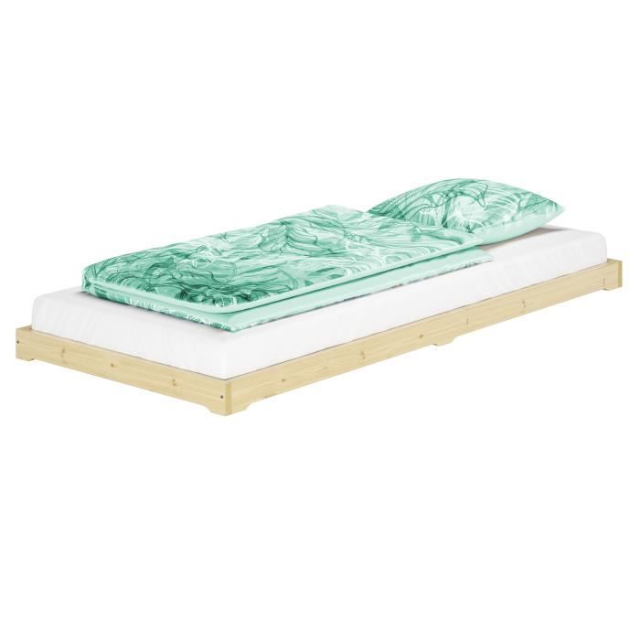 Lit futon en bois naturel très bas idéale pour combiner