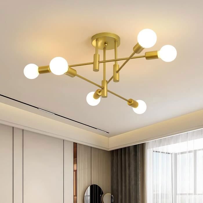 GANEED Plafonnier doréPlafonnier industriel en métal moderne6-LumièresE27Ampoules non incluses