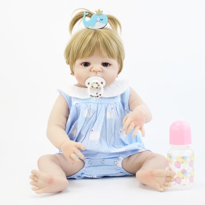 55cm Plein De Poupee De Bebe De Bebe Rene De Silicone Jouet Vinyle Blonde Nouveau Ne En Bas Age Fille Bebes Cdiscount Jeux Jouets