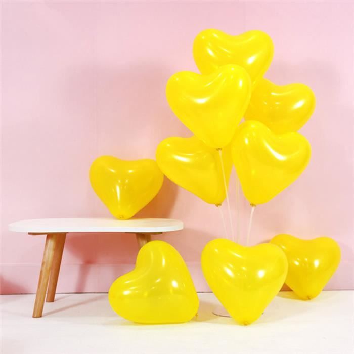Jaune 100 Pieces En Forme De Coeur Romantique Air Ballons Joyeux Anniversaire Fete Helium Ballon Decorations Achat Vente Ballon Decoratif Cdiscount