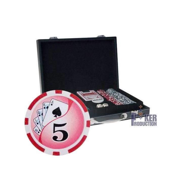 Grimaud Mallette de 200 jetons de Poker Ying Yang Mallette façon Cuir jetons en ABS avec Insert métal avec Cartes