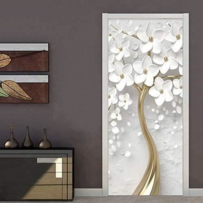 Autocollant Porte 3D Effet Métal Engrenage - PVC Adhésif, 90x210 Cm, Facile à Poser, Déco Salon/chambre