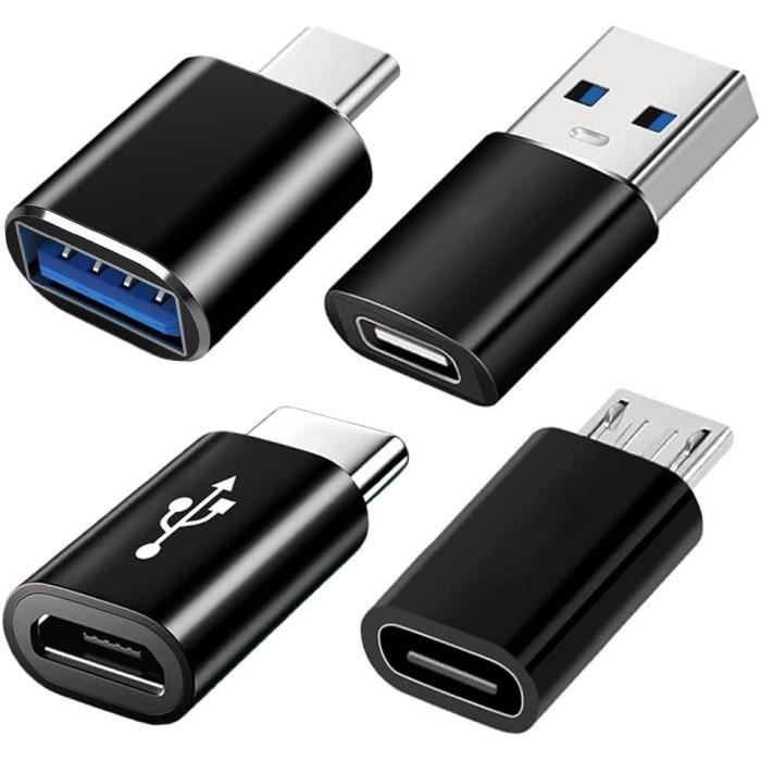 Adaptateurs USB C(Lot de 4), Adaptateur USB C vers USB 3.0 OTG, Adaptateur Micro USB vers USB C