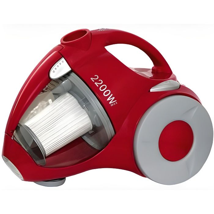 Aspirateur Sans Sac - H.KOENIG - TC14 Rouge - Filtre HEPA lavable - Puissance 2200W - Bac amovible 1200 ml