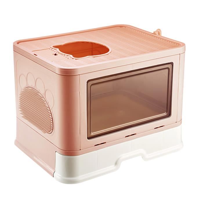 Comparer les prix de HUOLE-Bac à litière pliable en PP pour Chat Facile à Nettoyer avec Couvercle, Rose - Pot pour Chat fermé / Portable