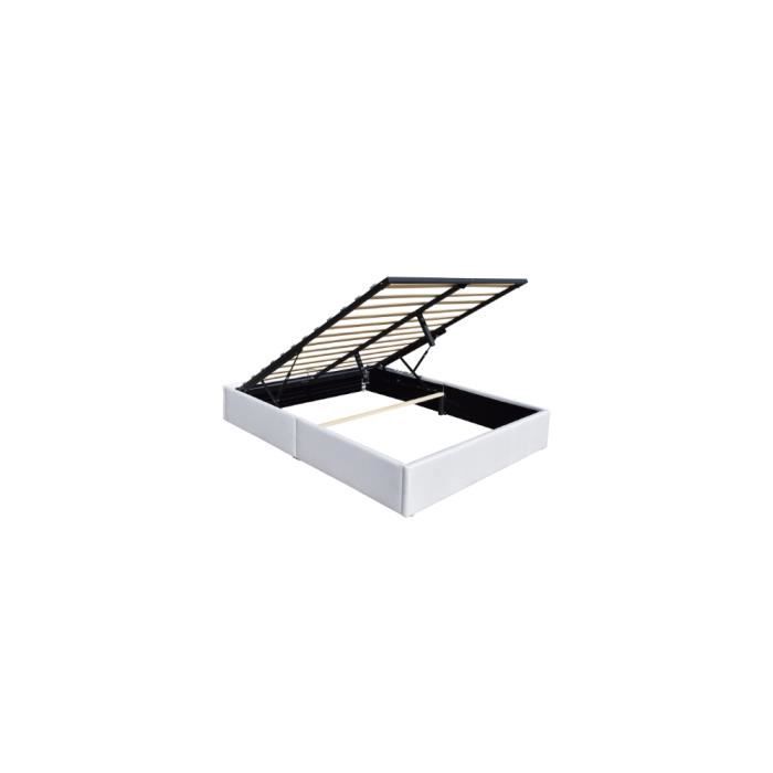 Lit Coffre - Manon - 160x200 cm - 14 Lattes - Blanc - Design Contemporain