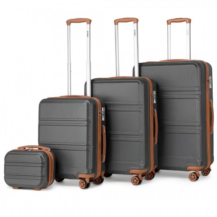 Kono Set de 4 Valises Rigide Bagage Cabine 55cm + Valise Moyenne 65cm+Valise Grande 74cm avec 4 roulettes et Serrure TSA+Vanity