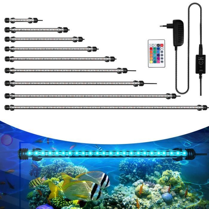 Comparer les prix de Lospitch Lampe Aquarium LED, RGB avec télécommande sans fil Étanche LED Lumière Aquarium D'éclairage, 48cm
