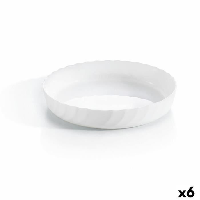 plat à gratin luminarc trianon oblongue blanc verre (ø 26 cm) (6 unités)