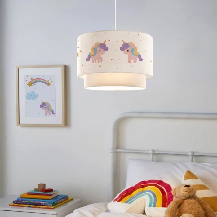 Suspension Lurgan pour enfant E27 70 cm motif de licorne