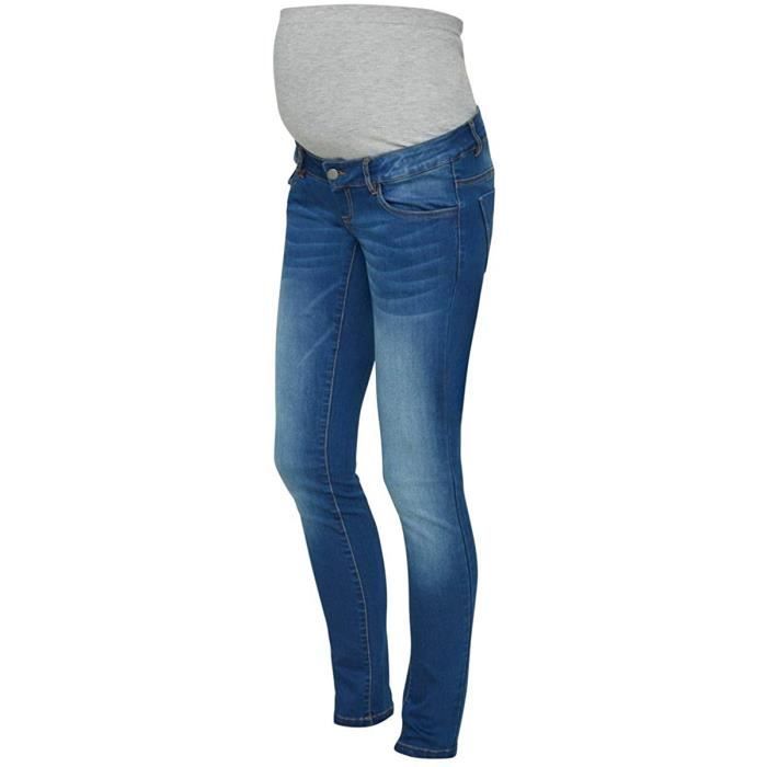 Mamalicious Mlfifty 002 Slim Jeans Noos, Pantalons-Maternité Femme,Bleu (Medium Blue Denim) W28/L34 (Taille