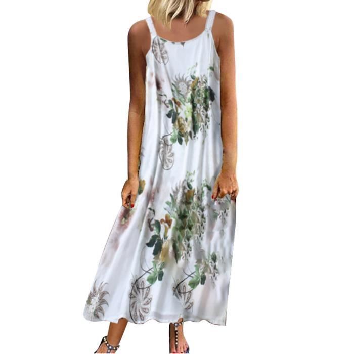 Minetom Robe Longue Bohème Femme – Tunic D'Été Sans Manches, Imprimé, Maxi Robe De Plage Ou Soirée, Grande Taille Disponible - 6