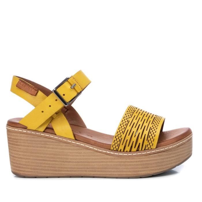 sandales compensées jaune