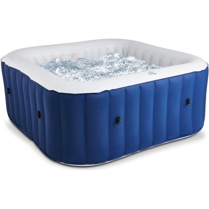 Spa Gonflable Carre 6 Places Lite L 185 X L 185 X H 68 Cm Bleu Marine Cdiscount Jardin