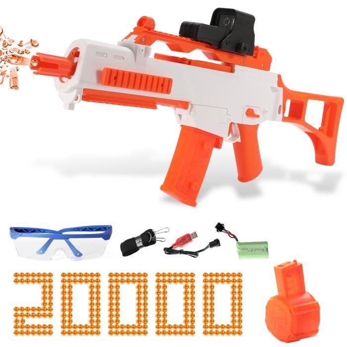 Pistolet Gel Blaster UMP45 Automatique – 20000 Billes D’Eau, Lunettes, Portée 20 M, Puissant, Pour Adultes, Jeu Extérieur