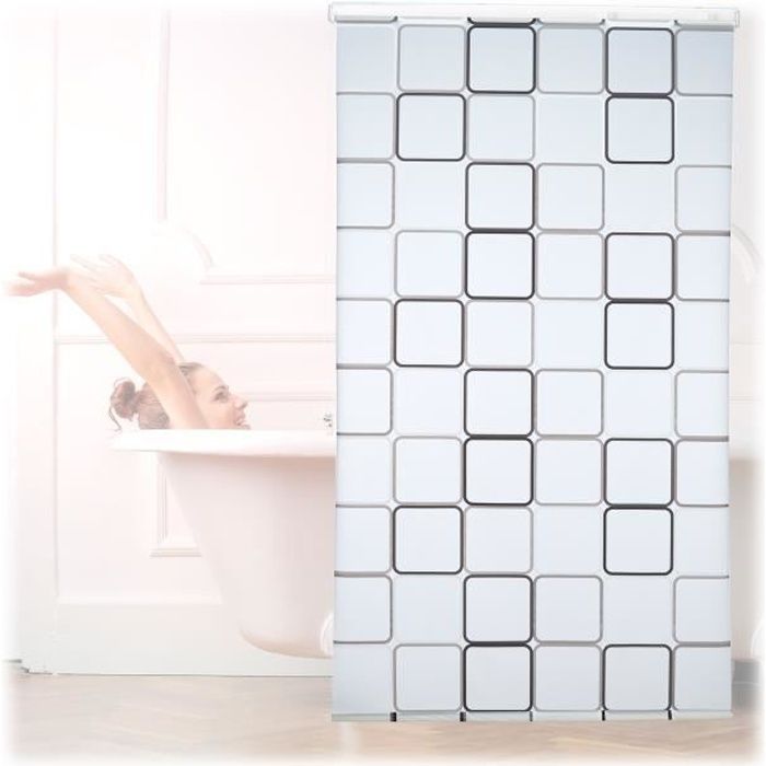Relaxdays Store de baignoire, 60 x 240 cm, rideau de douche avec chaine,  montage flexible, salle de bain, coloré