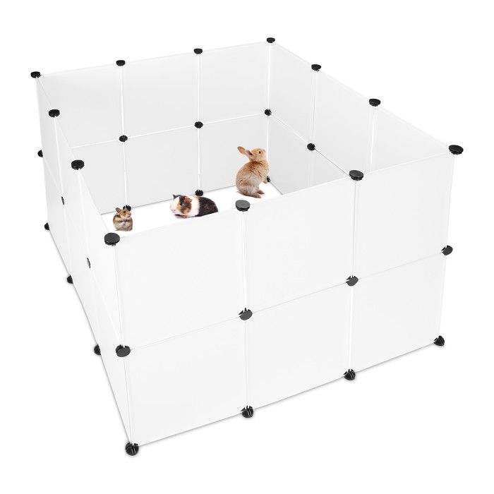 Relaxdays enclos extérieur plastique montage DIY extensible pour petits animaux 92 x 110 x 110 cm blanc
