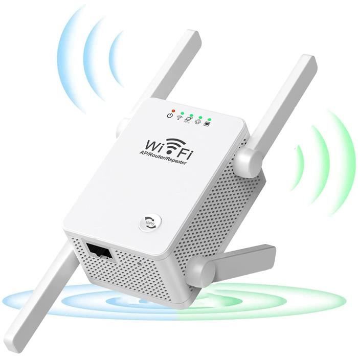 Répéteur WiFi,300 Mbit-s, routeur-point d'accès-répéteur 2,4 GHz  Prolongateur de portée WiFi 3-en-1, 4 antennes