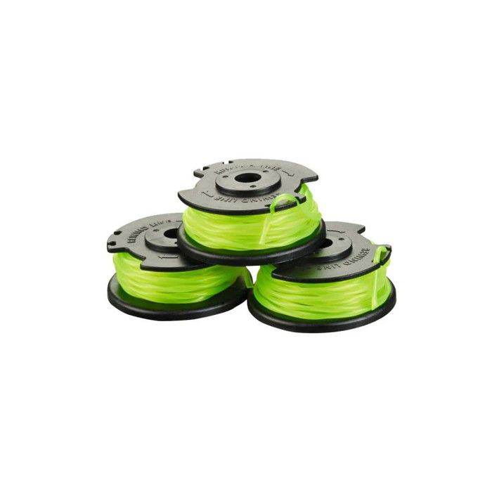 Lot de 3 bobines simple fil torsadé RYOBI 2mm pour coupe bordures sur batterie RAC143