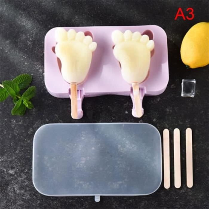 4 Moules à Glace En Silicone - Avec Couvercles Et 50 Bâtons - Parfait Pour Glaces Maison Faciles