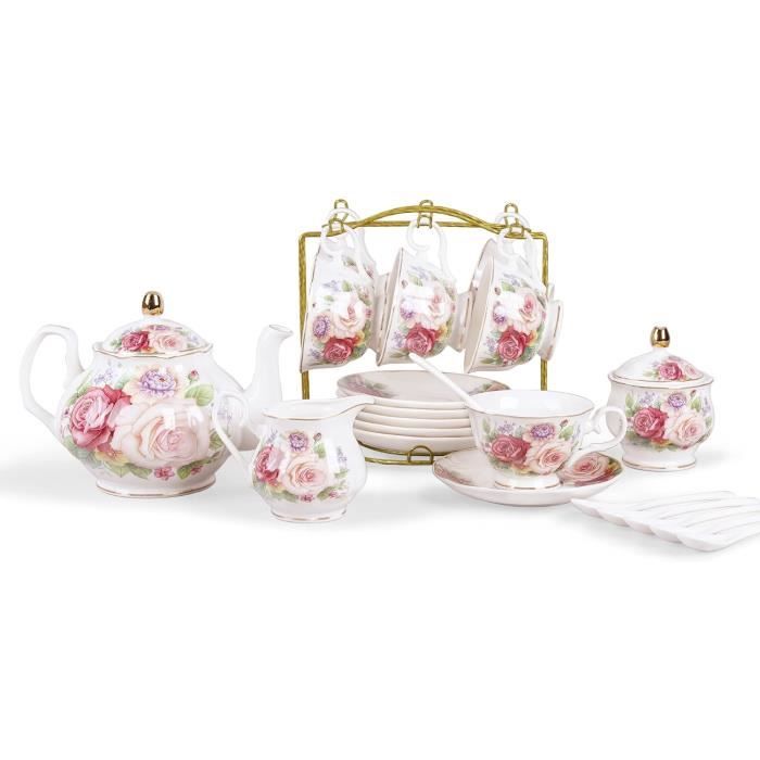 theeservies art nouveau paars met afbeelding - 'T Olde Gre-j