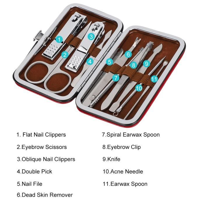 Kit Manucure/pédicure 14 Outils En Acier Inoxydable - étui Compact, Livraison Gratuite