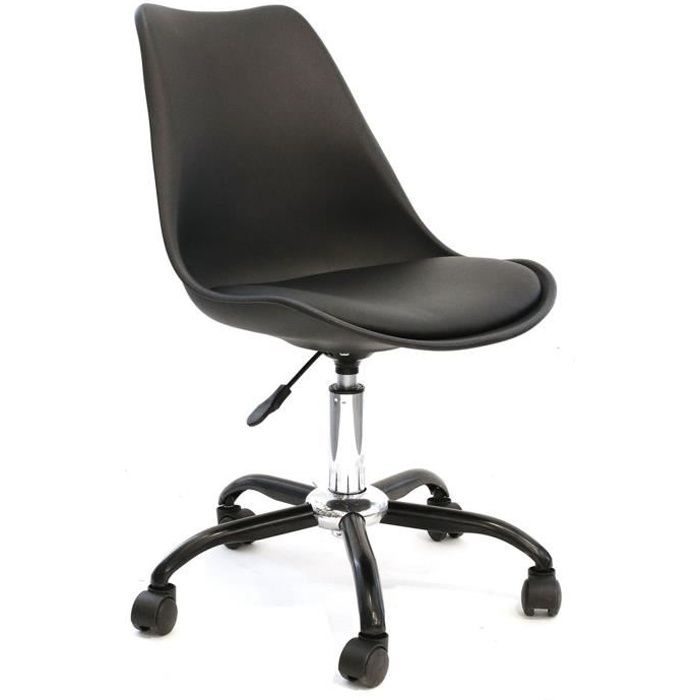 chaise de bureau à roulettes design kiruna - noir
