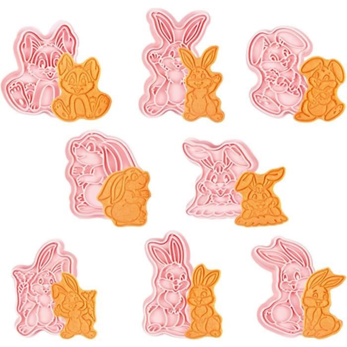 8 Emporte-Pièces Lapin Pâques - Moules Biscuits 3D En PP Écologique | Décoration Pâtisserie Festive