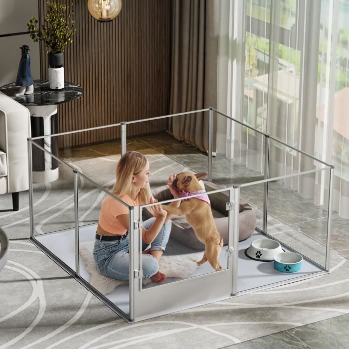 Meilleurs prix pour Parc Grand Chien Intérieur XXL Enclos Chien Grande Taille en Métal Caisse de Mise Bas pour Chiens 120x120x61cm