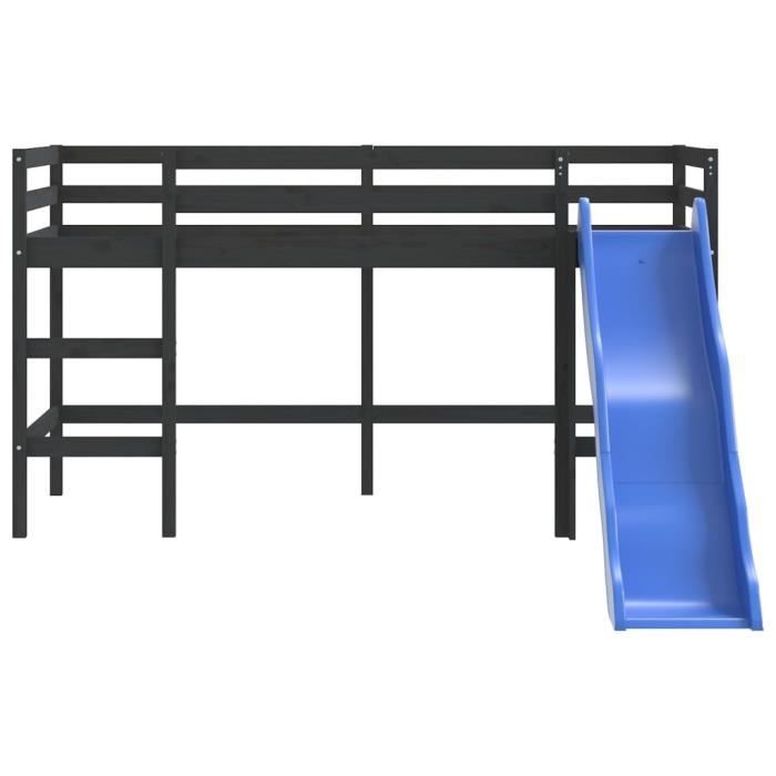 Lit Mezzanine Homestyle4u 90x200 Avec Toboggan Et Sommier à Lattes - Gris