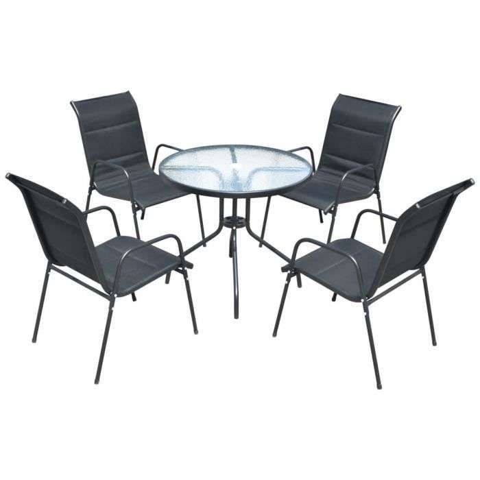 VidaXL Mobilier de salle à manger d'extérieur acier - vue 2