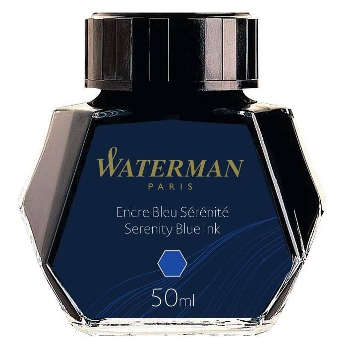 WATERMAN encre pour stylo plume, couleur Bleu Sérénité, flacon 50 ml
