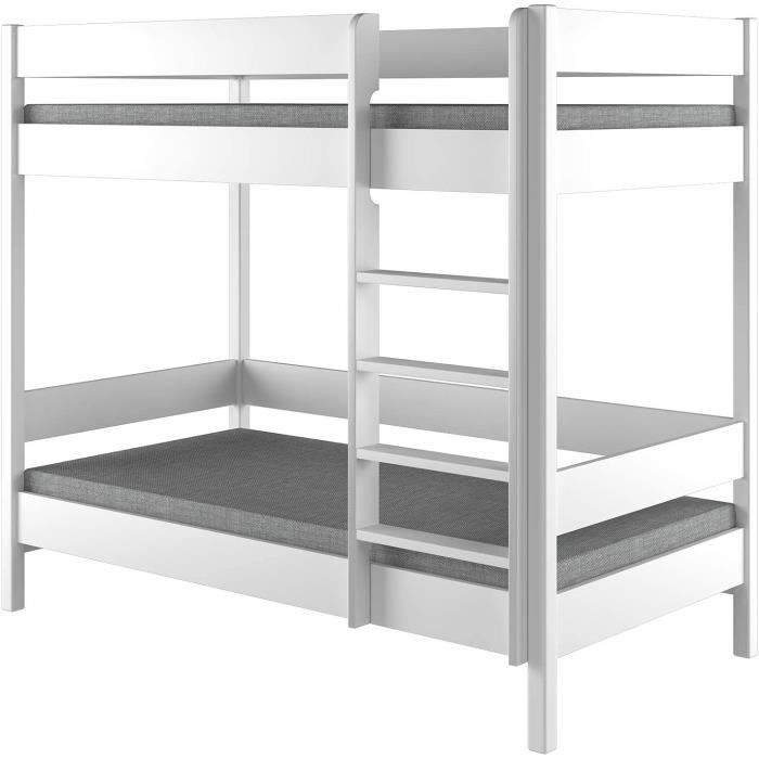 Lit Superposé Pour Enfants 90x200 Cm, Avec Armoire Et Placard De Rangement Blanc Vert