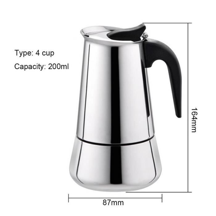Cafetière électrique 300 ml en acier inoxydable Mokka Espresso Kanne avec cuisinière électrique pour 6 tasses de tasses à expresso, 220 V