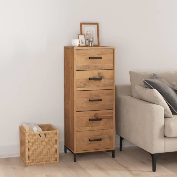 Commode - ZERODIS - ZER7458882669298 - Bois de pin massif recyclé - Vintage - 42x35x110 cm