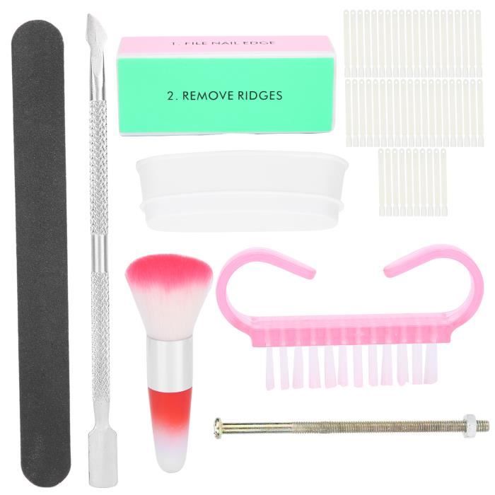 Dip Nail Powder Kit à Français Tremper Avec Plateau De Conteneur De Poudre à Tremper Les Brosse à Ongles Lime à Ongles à Ongles Bloc Tampon Et