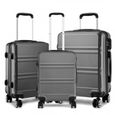 Kono Set de 3 valises à la Mode en ABS léger, avec Mallette de Transport Rigide, avec 4 roulettes, Valise 20 ", 24", 28 ", Gris-1