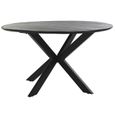 Table à manger Table repas ronde en métal et manguier coloris noir - Diamètre 130 x Hauteur 76 cm-1
