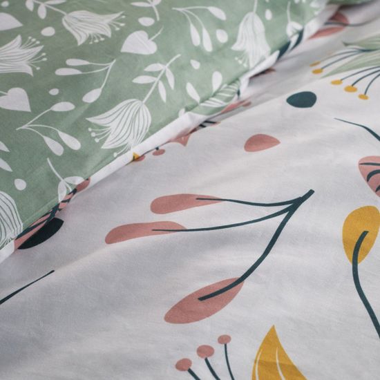 Parure De Lit Double En Flanelle De Coton Imprimé - Vert - 240 X 260 Cm - 2 Taies 63x63 Cm - Pakistan