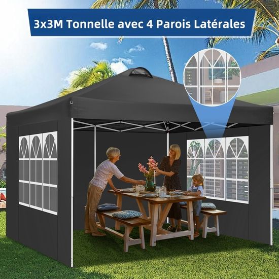 Tonnelle pliante / pavillon pliable 3x3 m Couleur Bordeaux* - D14218 -  Plein Air - Camping