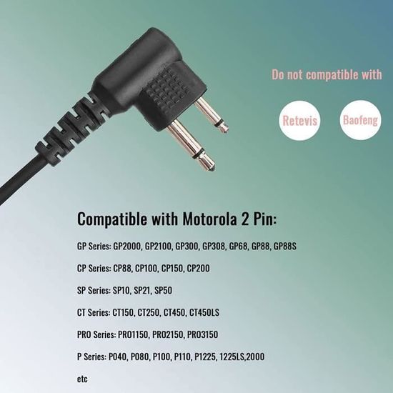 UAYESOK Auricolari Radio Sicurezza a 2 pin con tubo acustico, Cuffie Walkie Talkie con Microfono PTT per Motorola CP040 DP1400 GP88 GP300 CT150 Hytera Midland (2 Pezzi UAYESOK Auricolari Radio Sicurezza a 2 pin con tubo acustico, Cuffie Walkie Talkie con Microfono PTT per Motorola CP040 DP1400 GP88 GP300 CT150 Hytera Midland (2 Pezzi