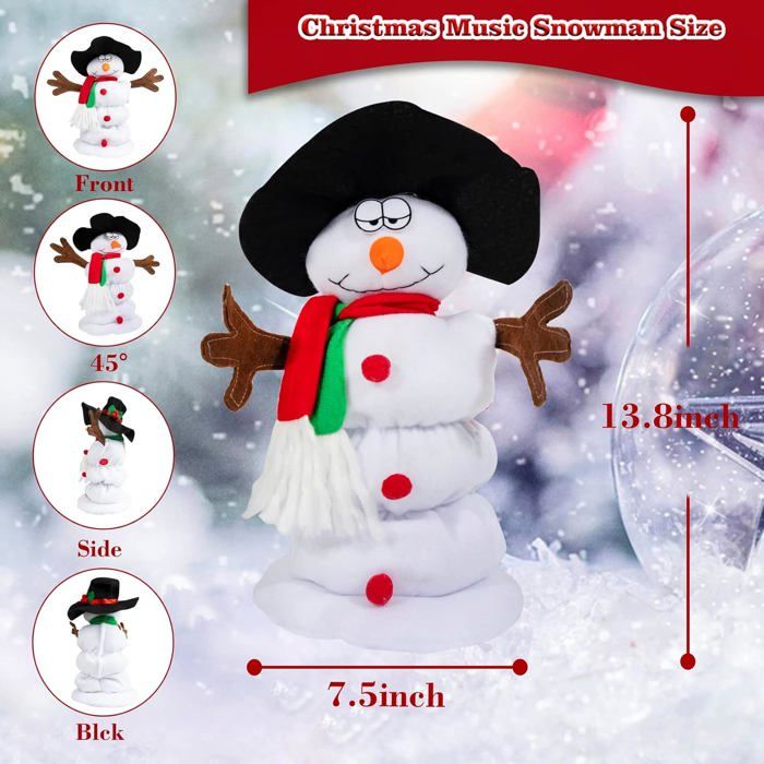 Bonhomme De Neige à Bascule Électrique 40cm Avec Musique & Lumières - Décoration De Noël Animée Pour Table
